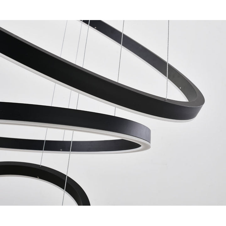 Frame LED Chandelier with Four Halo Hanging Rings by Bethel - view 3