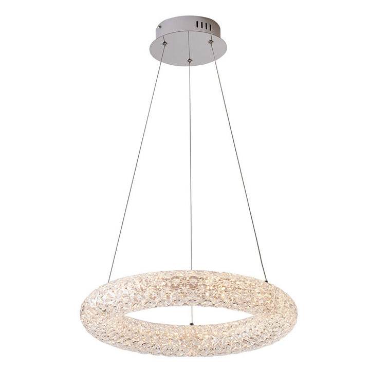 Clear Acrylic Halo Ring Chandelier with Hardware in Chrome by Bethel