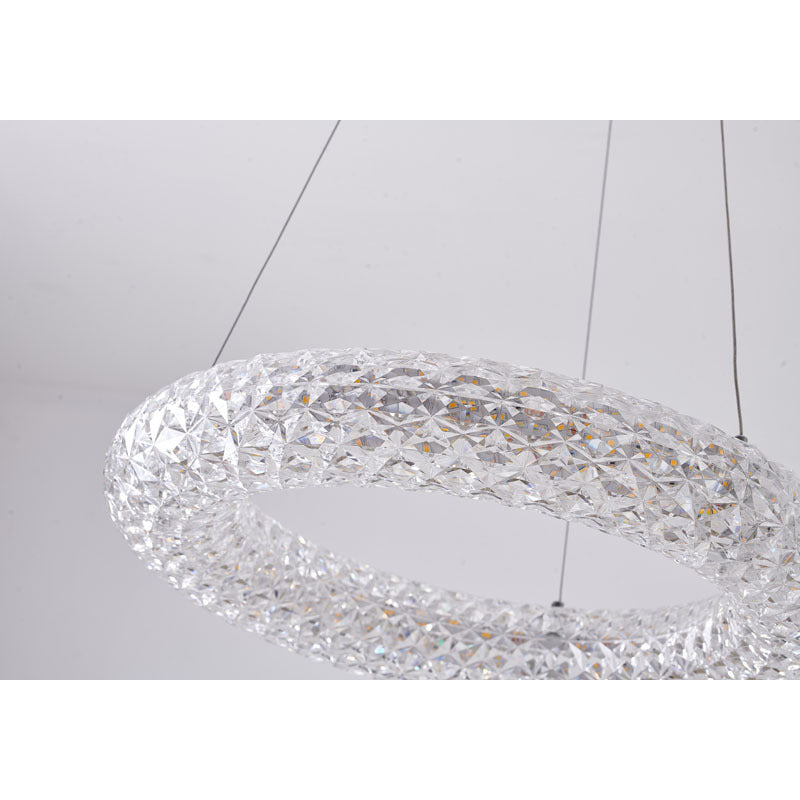 Clear Acrylic Halo Ring Chandelier with Hardware by Bethel - view 4