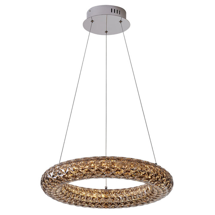 Clear Acrylic Halo Ring Chandelier with Hardware in Smoke Crystal by Bethel