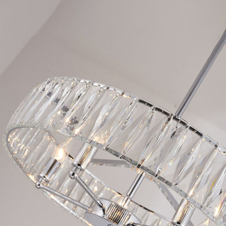 Round Metal Frame Chandelier with Clear Crystal Band by Bethel - view 2