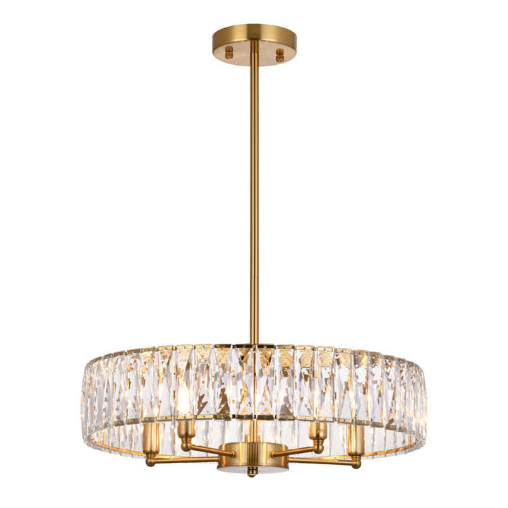 Round Metal Frame Chandelier with Clear Crystal Band in Gold by Bethel