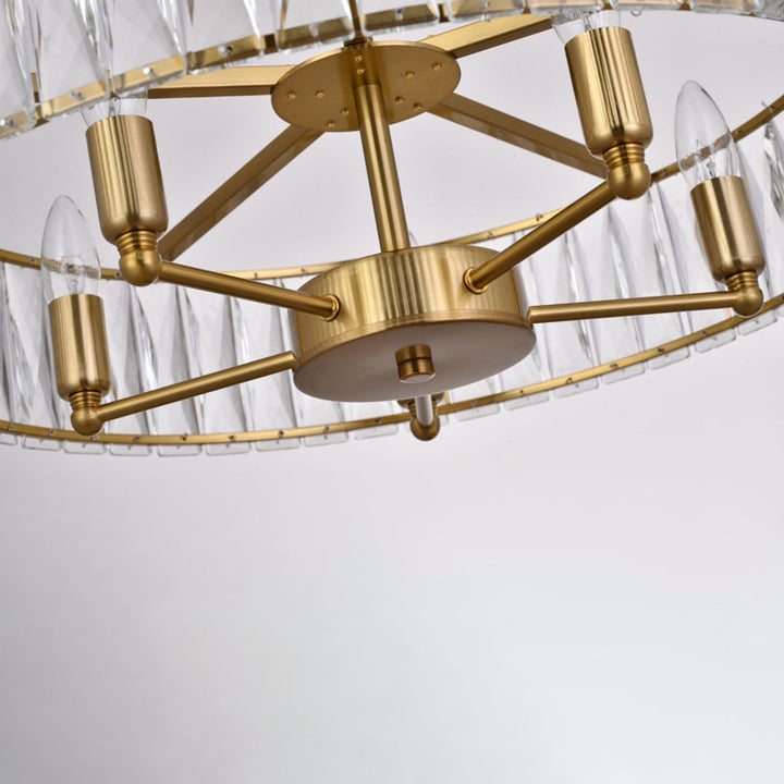 Round Metal Frame Chandelier with Clear Crystal Band by Bethel - view 13