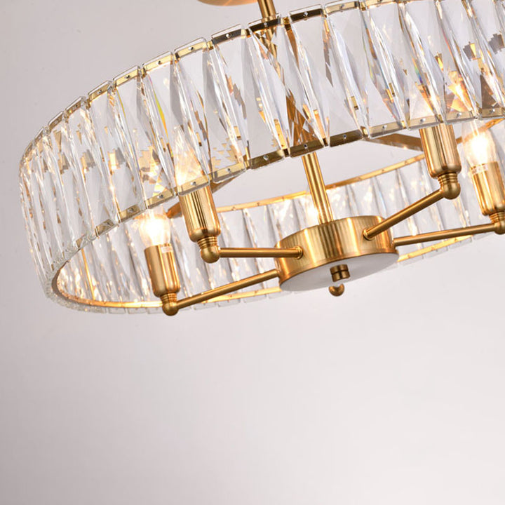 Round Metal Frame Chandelier with Clear Crystal Band by Bethel - view 16