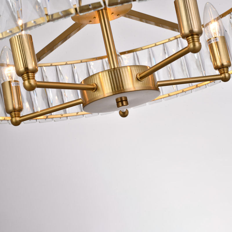 Round Metal Frame Chandelier with Clear Crystal Band by Bethel - view 17