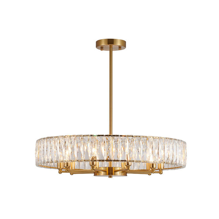 Round Metal Frame Chandelier with Clear Crystal Band in Gold by Bethel
