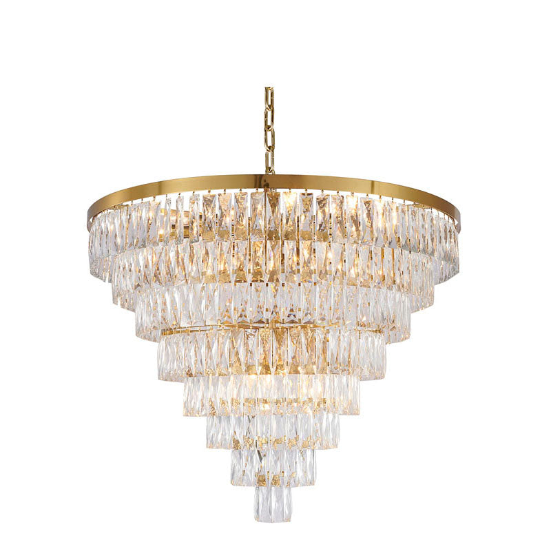 Eight Tier Chandelier with Clear Hanging Crystals in Gold by Bethel