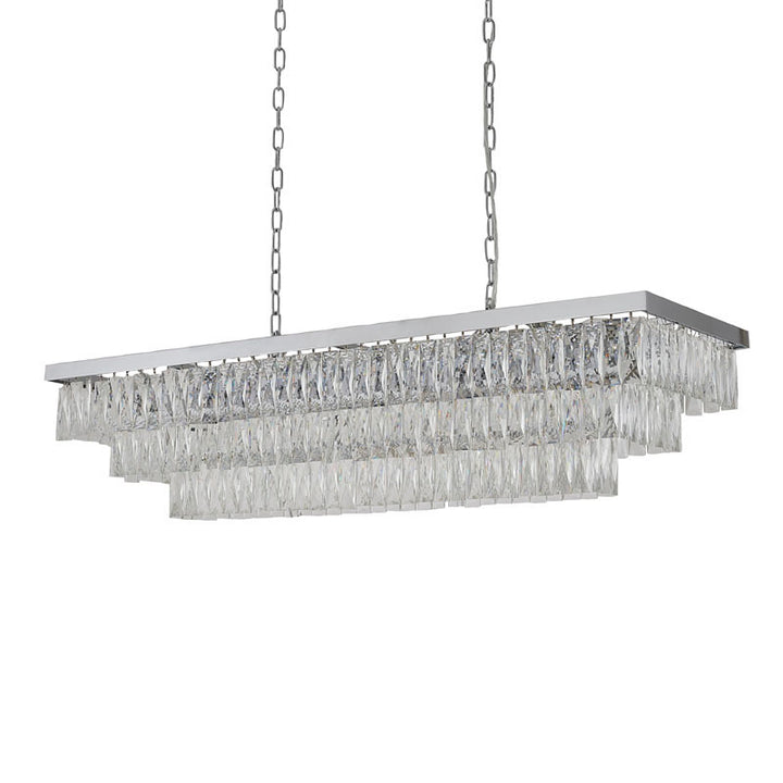 Rectangular Frame Chandelier with Three Tiers of Clear Hanging Crystals by Bethel - view 6