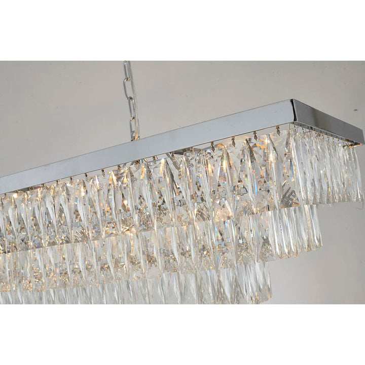 Rectangular Frame Chandelier with Three Tiers of Clear Hanging Crystals by Bethel - view 7