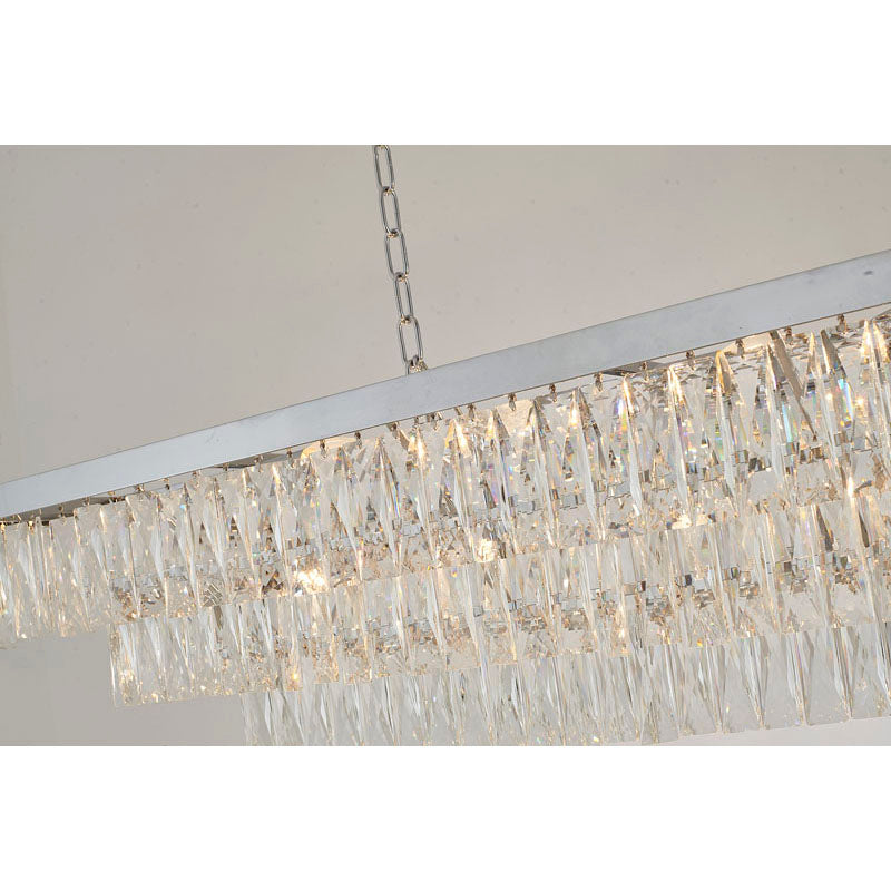 Rectangular Frame Chandelier with Three Tiers of Clear Hanging Crystals by Bethel - view 8