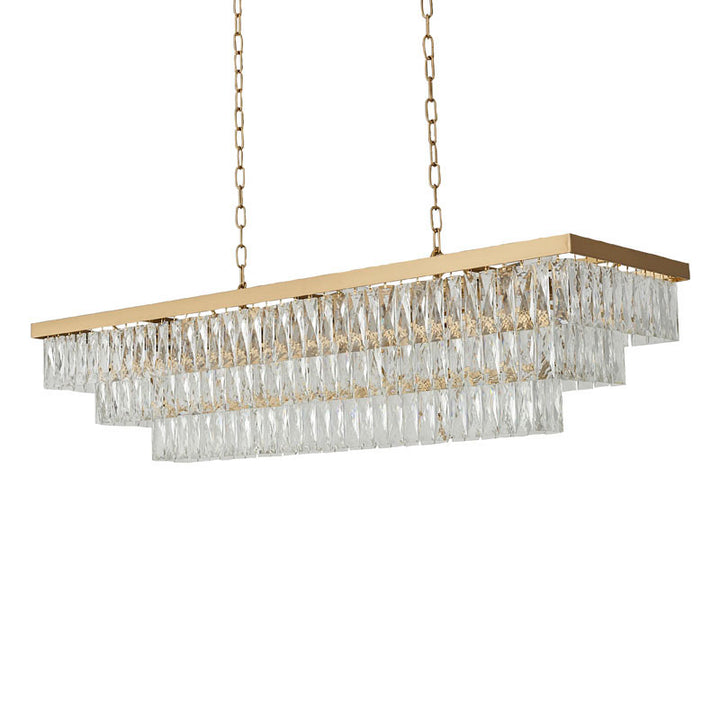 Rectangular Frame Chandelier with Three Tiers of Clear Hanging Crystals by Bethel - view 14