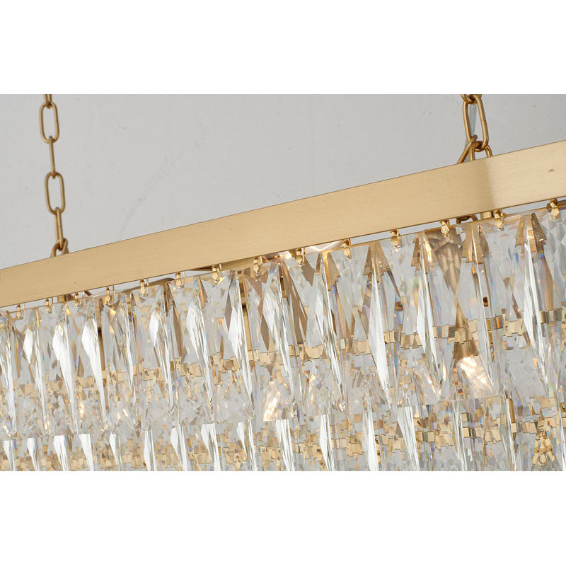 Rectangular Frame Chandelier with Three Tiers of Clear Hanging Crystals by Bethel - view 15