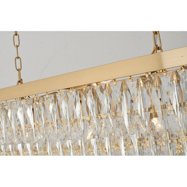 Rectangular Frame Chandelier with Three Tiers of Clear Hanging Crystals by Bethel - view 15