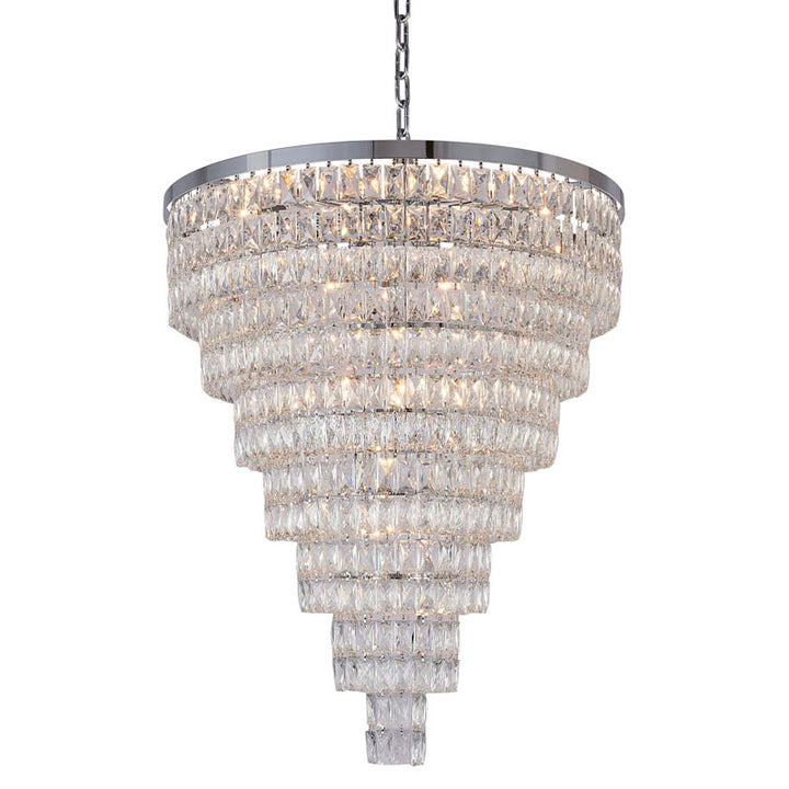 Seven Tier Chandelier with Clear Hanging Crystals (OC51) in Chrome by Bethel