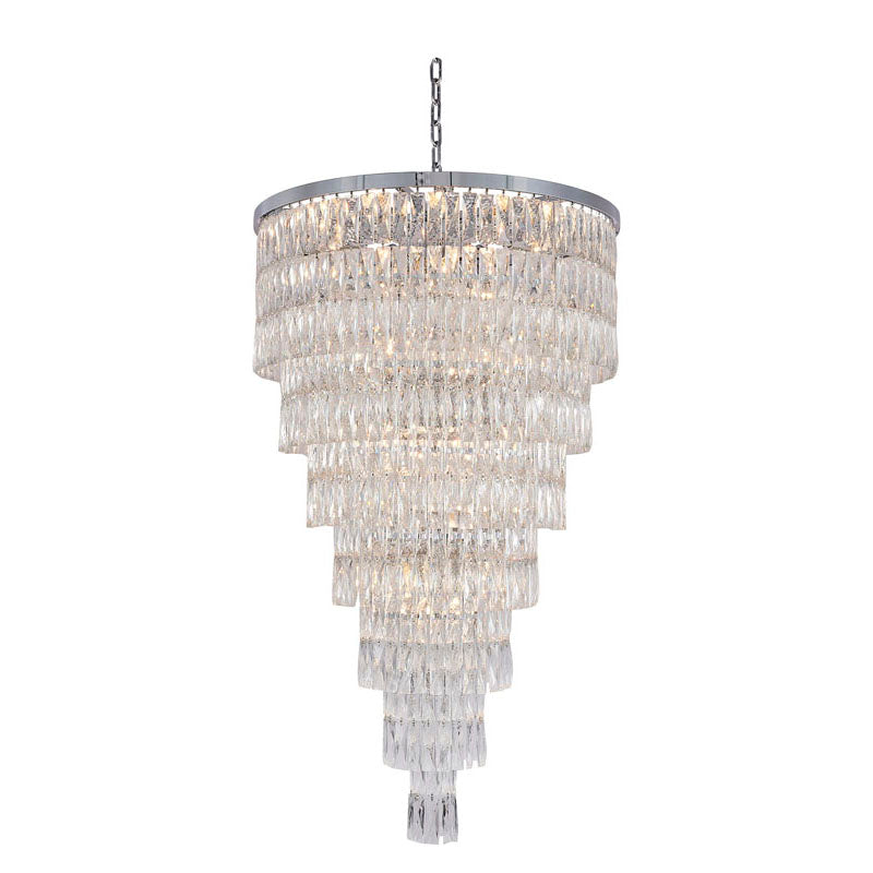 Steven Tier Chandelier with Clear Hanging Crystals in Chrome by Bethel