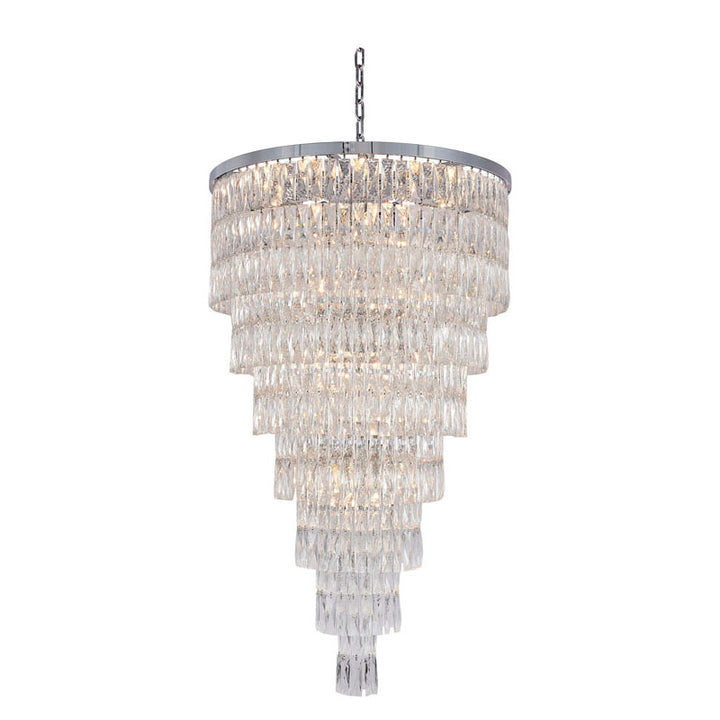 Steven Tier Chandelier with Clear Hanging Crystals in Chrome by Bethel