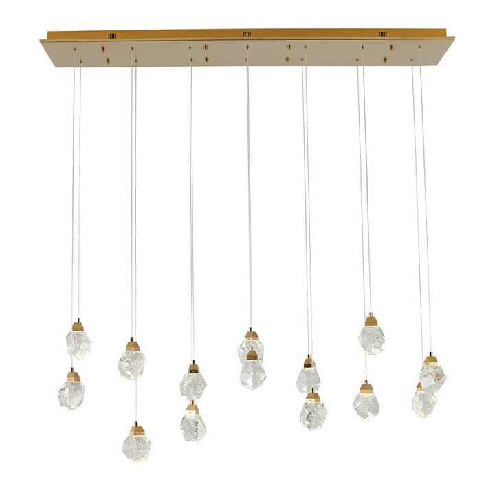 Gold Frame Island Light with Hanging Clear Bubble Crystal Pendants by Bethel