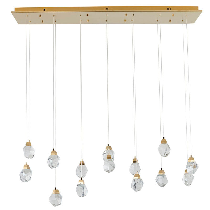Gold Frame Island Light with Hanging Clear Bubble Crystal Pendants by Bethel - view 2