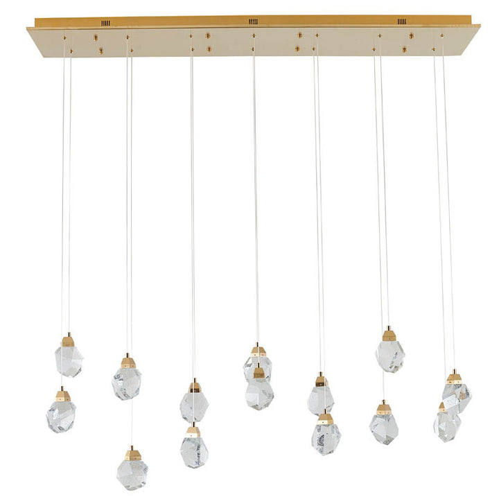 Gold Frame Island Light with Hanging Clear Bubble Crystal Pendants by Bethel - view 2