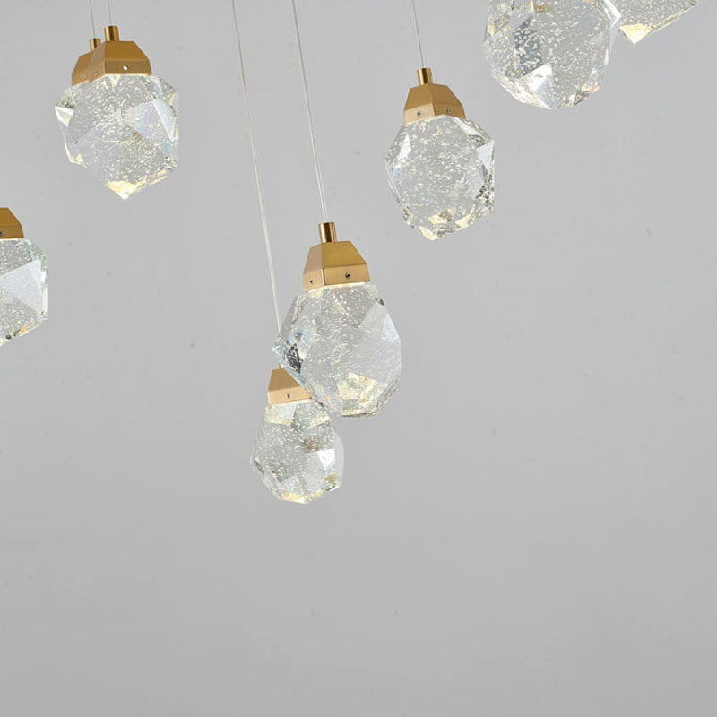 Gold Frame Island Light with Hanging Clear Bubble Crystal Pendants by Bethel - view 3