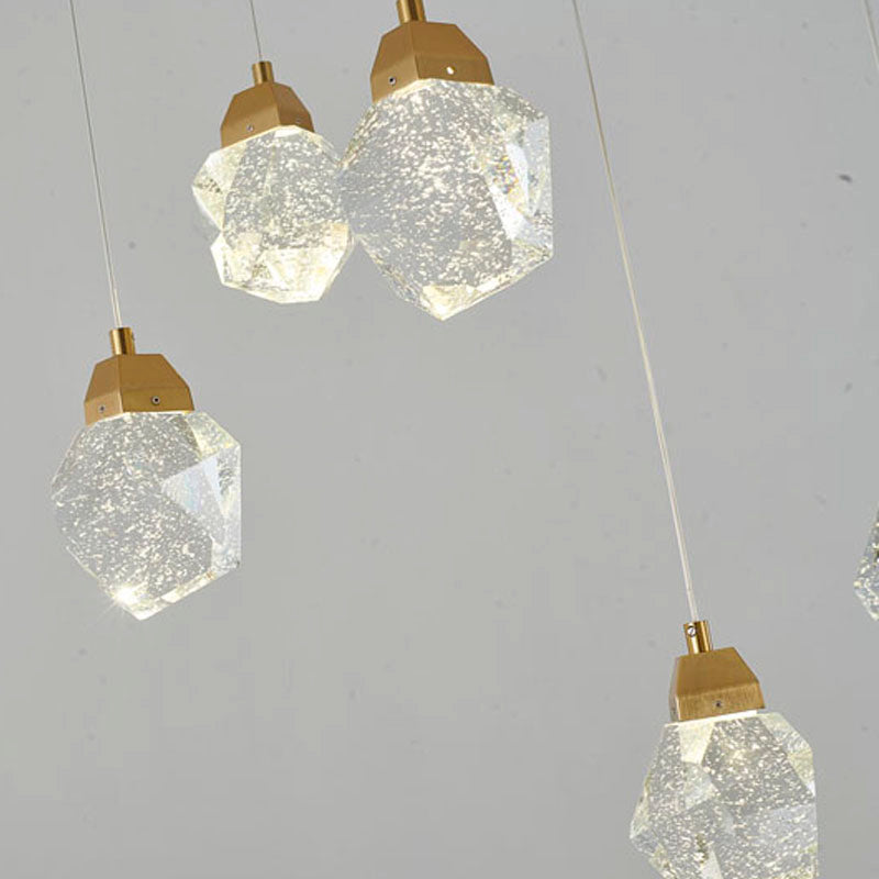 Gold Frame Island Light with Hanging Clear Bubble Crystal Pendants by Bethel - view 4