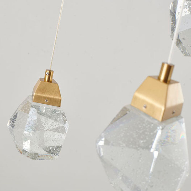 Gold Frame Island Light with Hanging Clear Bubble Crystal Pendants by Bethel - view 5