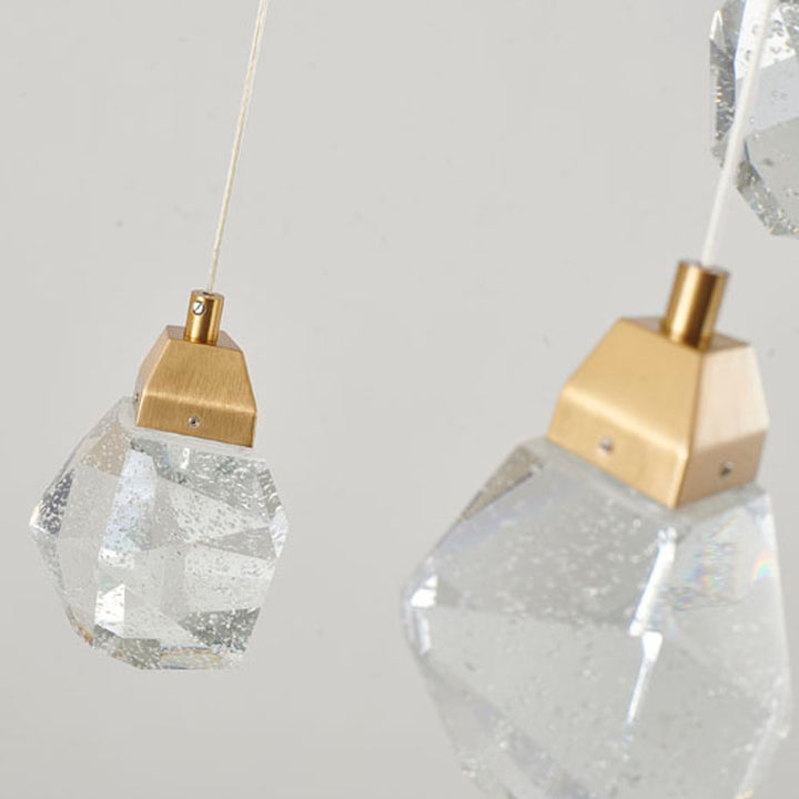 Gold Frame Island Light with Hanging Clear Bubble Crystal Pendants by Bethel - view 5