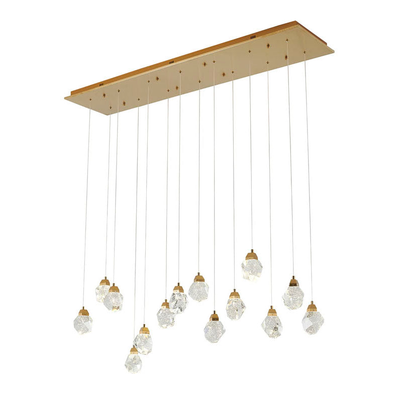 Gold Frame Island Light with Hanging Clear Bubble Crystal Pendants by Bethel - view 6