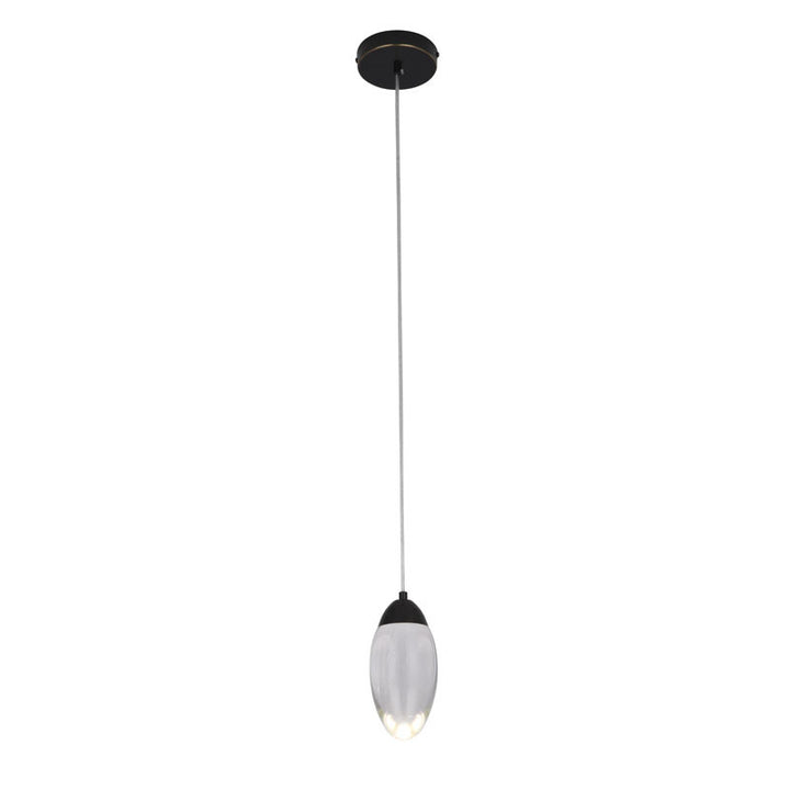 LED Single Pendant Light with Clear Crystal Shade in Matte Black by Bethel