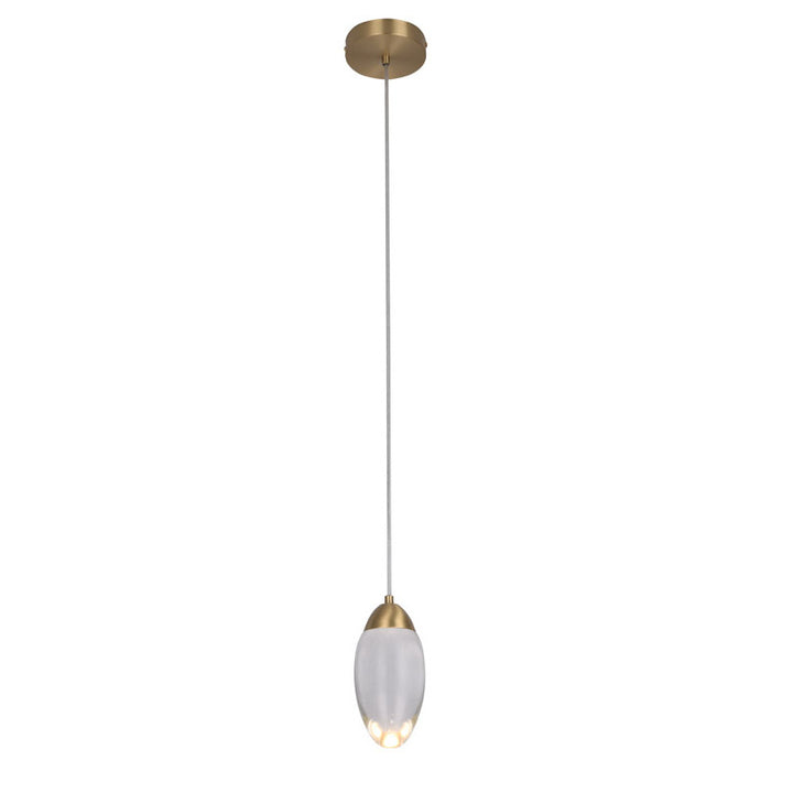 LED Single Pendant Light with Clear Crystal Shade in Brass by Bethel
