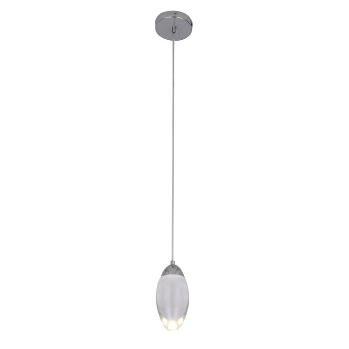 LED Single Pendant Light with Clear Crystal Shade in Chrome by Bethel