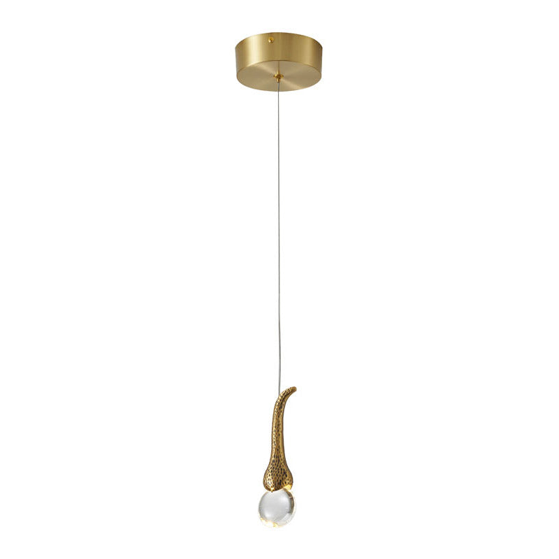 Antique Gold Frame Pendant Light with Clear Crystal Accent by Bethel
