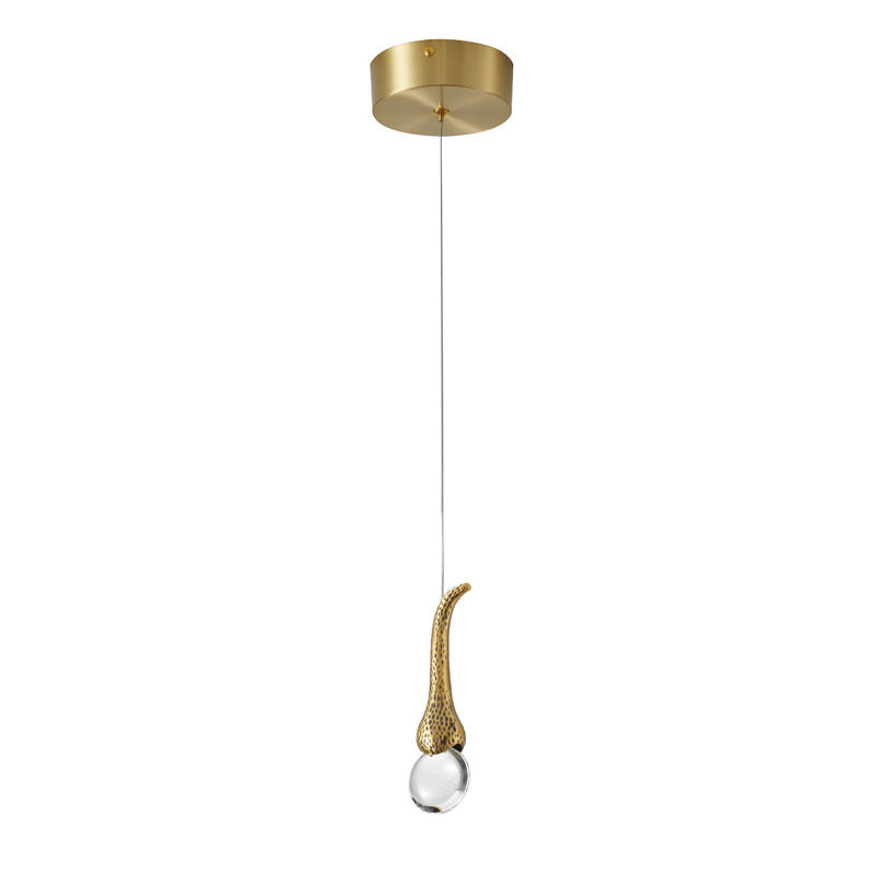 Antique Gold Frame Pendant Light with Clear Crystal Accent by Bethel - view 2