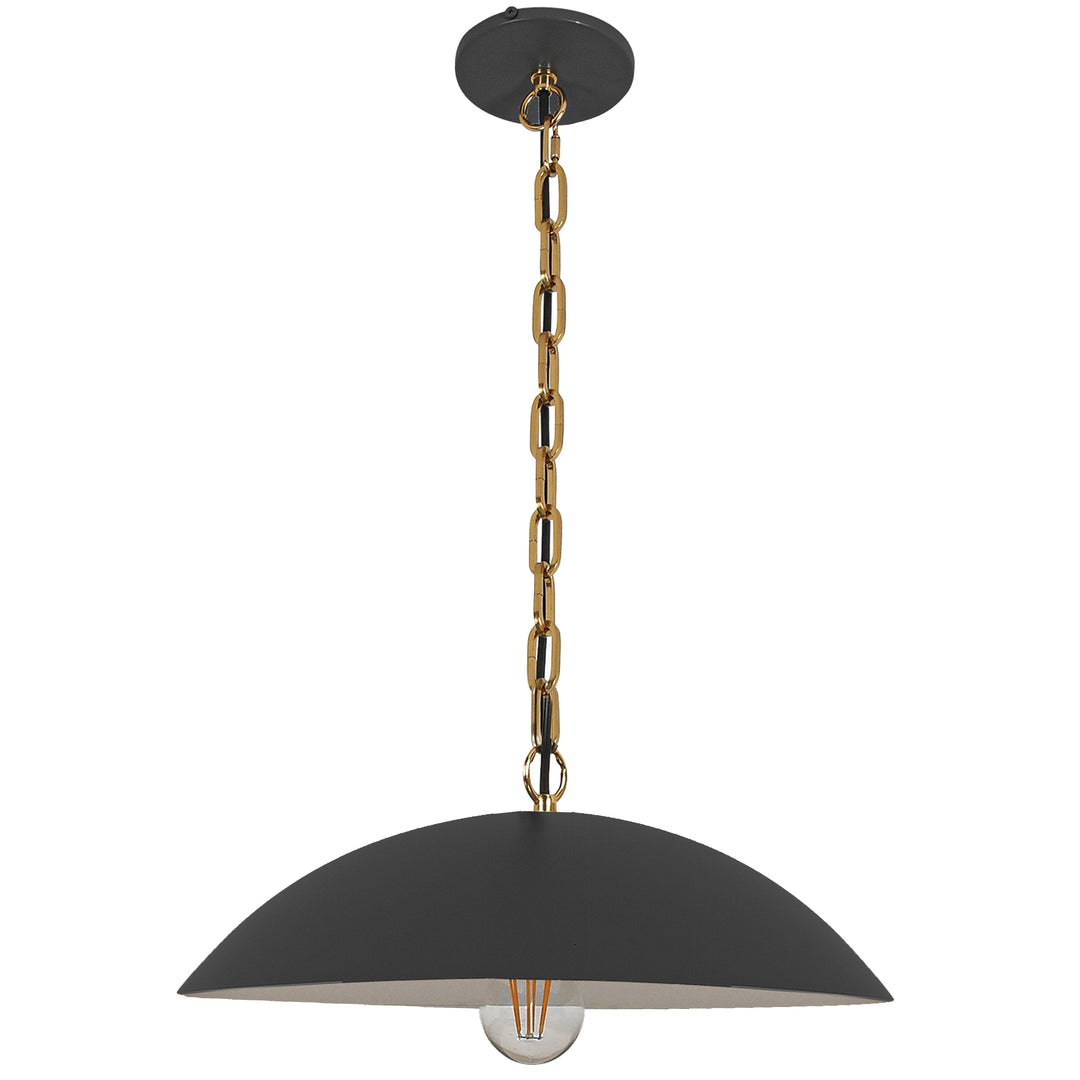 Ofelia 1 Light Pendant (OFE-151P) in Matte Black & Aged Brass by Dainolite