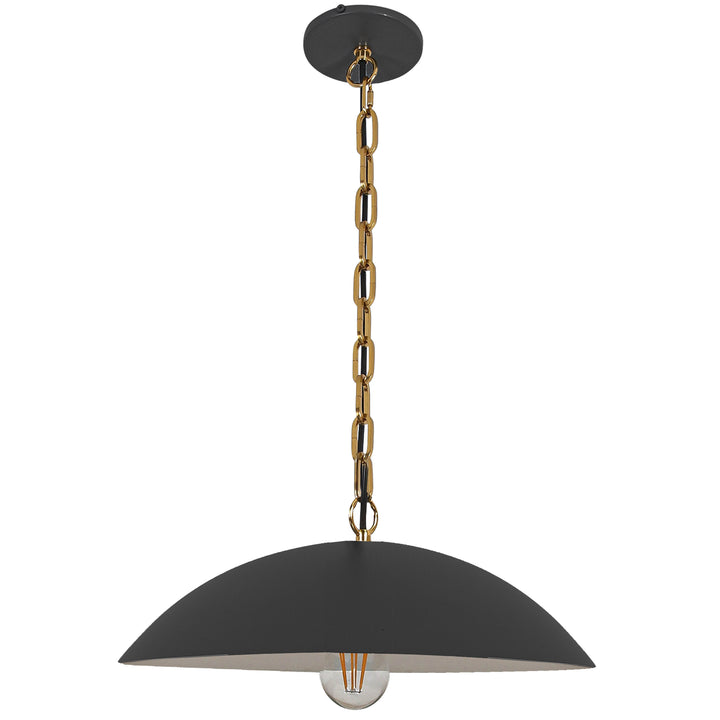 Ofelia 1 Light Pendant (OFE-151P) in Matte Black & Aged Brass by Dainolite