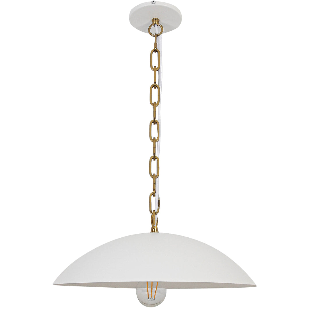 Ofelia 1 Light Pendant (OFE-151P) in Matte White & Aged Brass by Dainolite