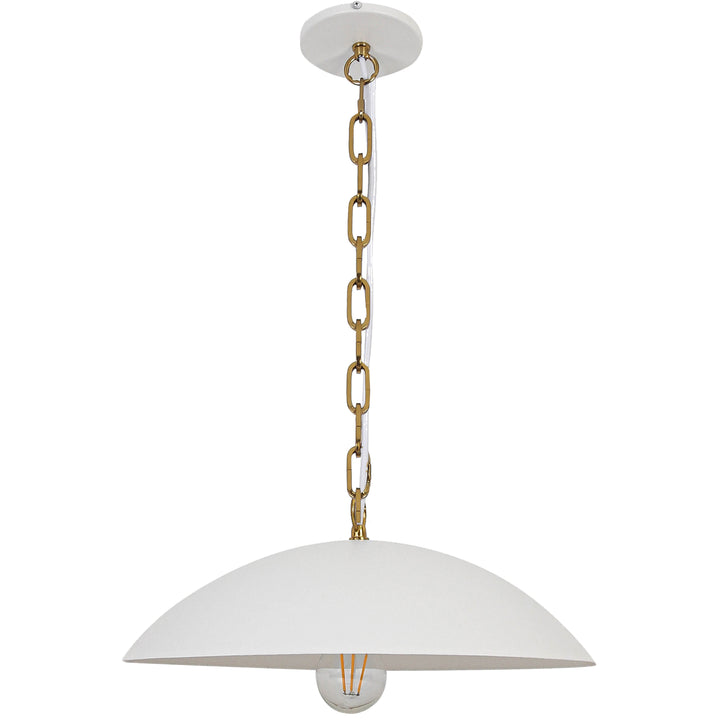 Ofelia 1 Light Pendant (OFE-151P) in Matte White & Aged Brass by Dainolite