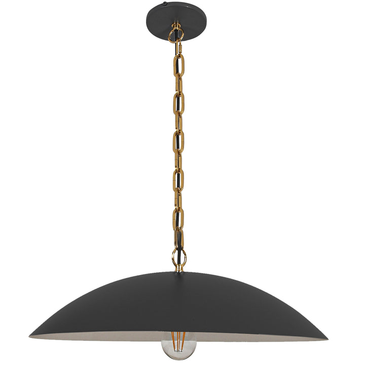 Ofelia 1 Light Pendant (OFE-191P) in Matte Black & Aged Brass by Dainolite