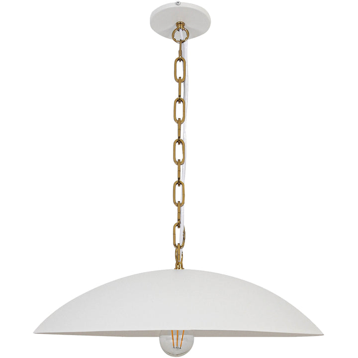 Ofelia 1 Light Pendant (OFE-191P) in Matte White & Aged Brass by Dainolite