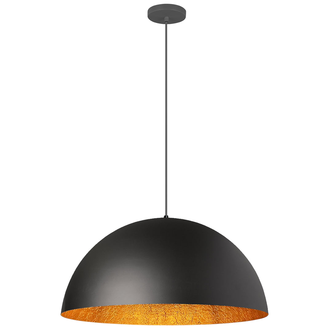 Ofelia 1 Light Pendant (OFE-211P) in Textured Matte Black & Gold by Dainolite