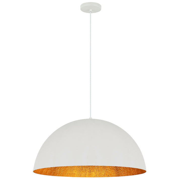 Ofelia 1 Light Pendant (OFE-211P) in Textured Matte White & Gold by Dainolite