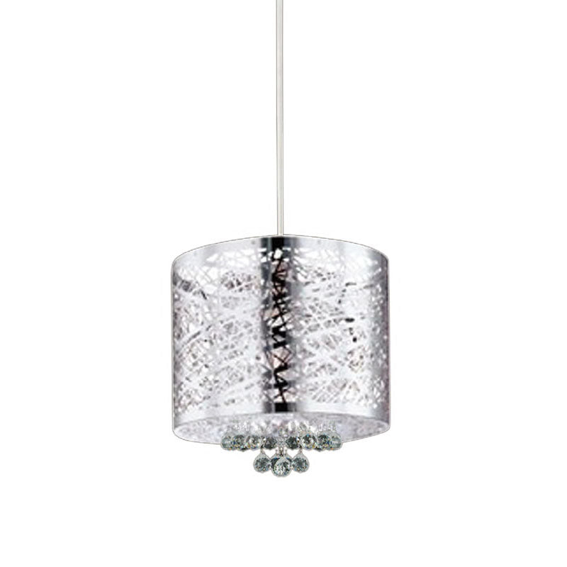Stainless Steel Laser Cut Single Pendant Light with Clear Hanging Crystal Balls by Bethel