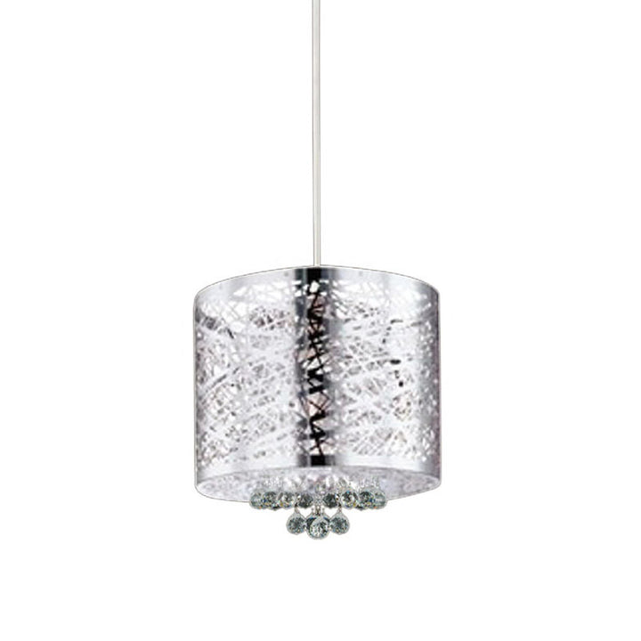 Stainless Steel Laser Cut Single Pendant Light with Clear Hanging Crystal Balls by Bethel