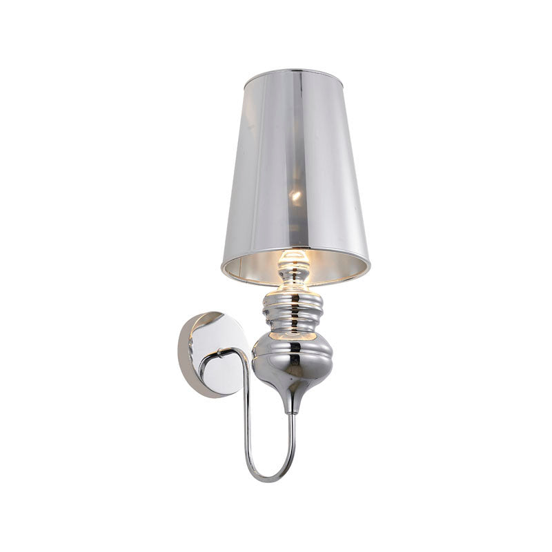 Polished Chrome Steel Armed Wall Sconce with Shade by Bethel