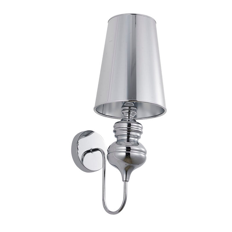 Polished Chrome Steel Armed Wall Sconce with Shade by Bethel - view 2