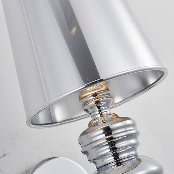 Polished Chrome Steel Armed Wall Sconce with Shade by Bethel - view 3