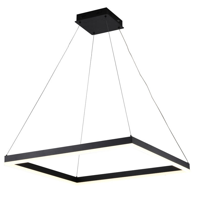 Framed LED Chandelier with Acrylic Diffuser in Matte Black by Bethel