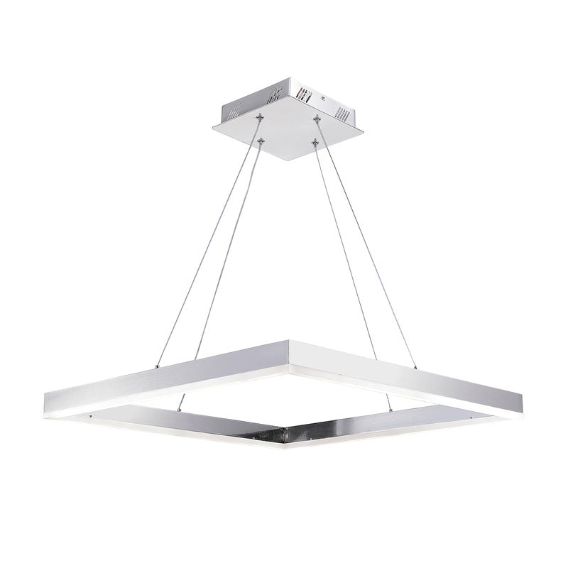 Framed LED Chandelier with Acrylic Diffuser in Satin Nickel by Bethel