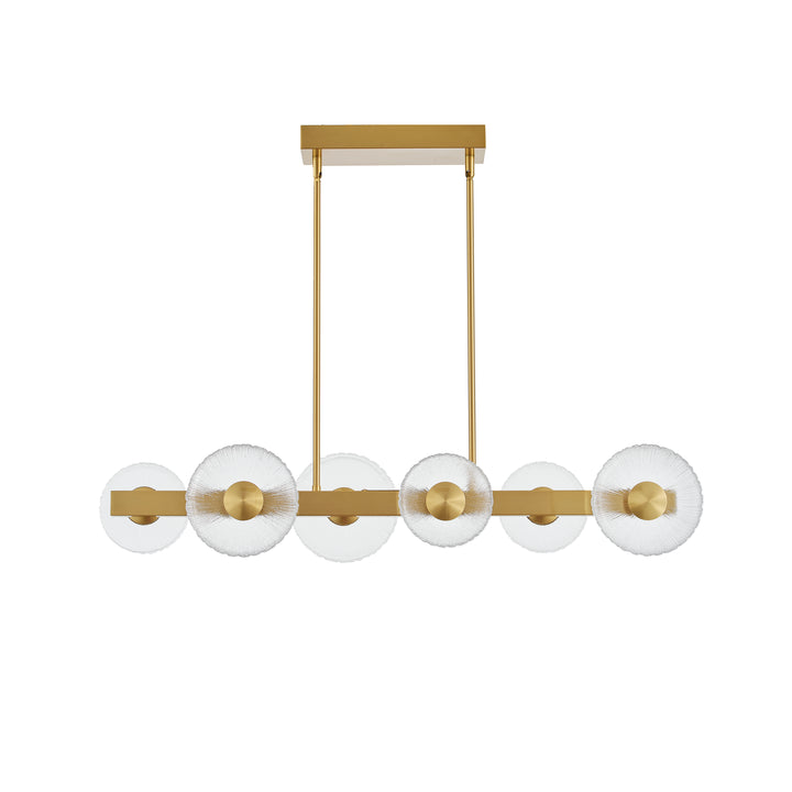 Oriana 48W 5CCT Horizontal Pendant in Aged Brass by Dainolite