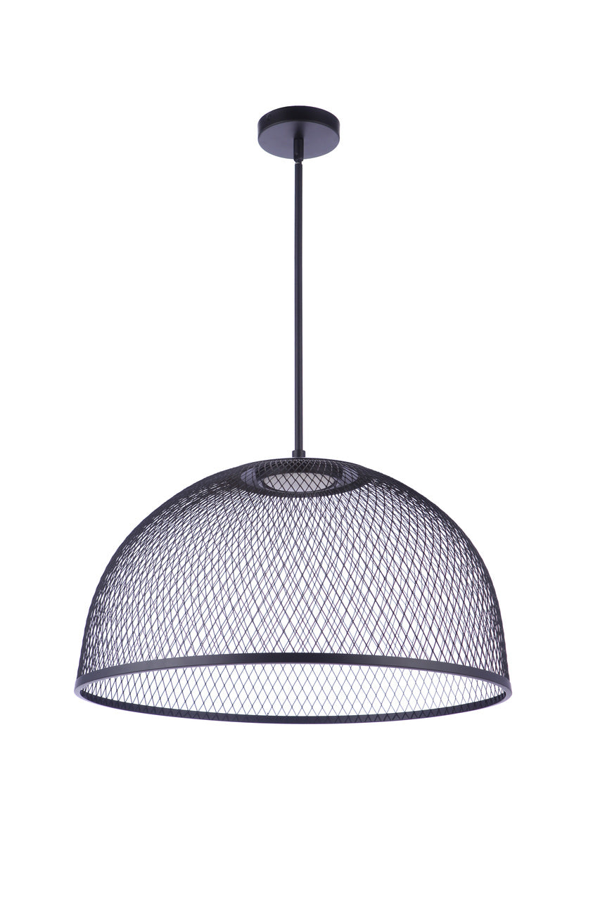 Sculptural Statement LED Pendant in Flat Black / Metal Mesh Shade by Craftmade